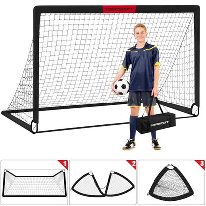 VAVOSPORT Kids Soccer Goals for Backyard Set of 2,Soccer Training Equipment - color: 1-Black, style: 7 ft x 5 ft