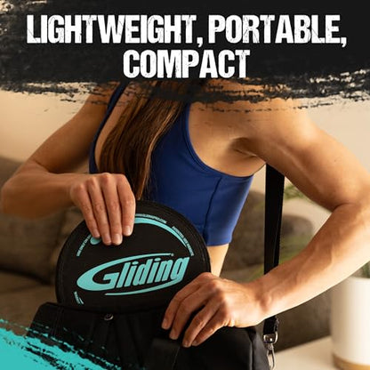 Gliding 9” Sliders for Working Out on Hardwood/Tile Floors, 1 Pair 4 Videos - color: Black (Hardwood)