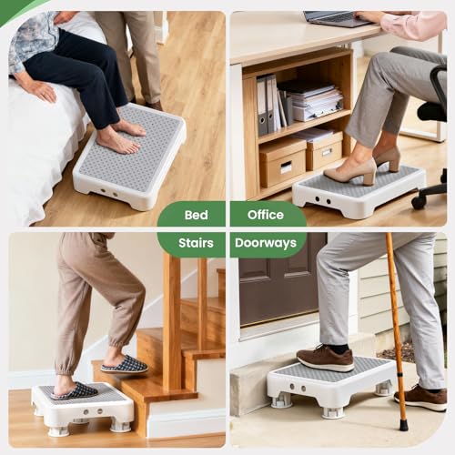 SOYO Mobility One Step Stool Platform for Adults & Elderly, White-Gray - color: White-gray