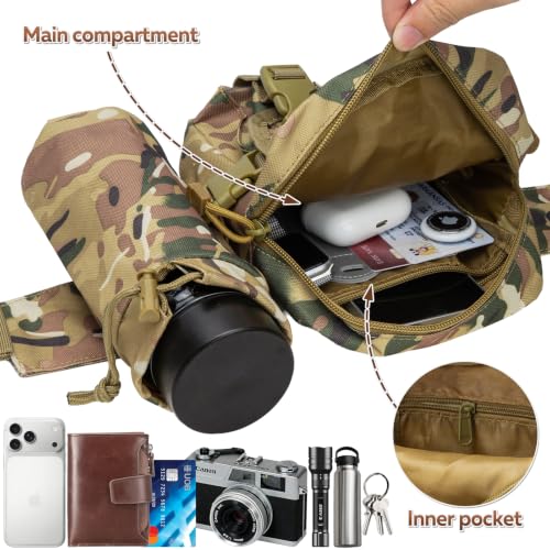 Fanny Pack Waist Bag, Lightweight Waist Pack with Detachable Water Bottle Holder & 5 Pockets, Hydration Hip Packs for Men Women Hiking Running Dog Walking Cycling Outdoor Workout Travel - CP Camo - color: CP Camo - Bottle Holder
