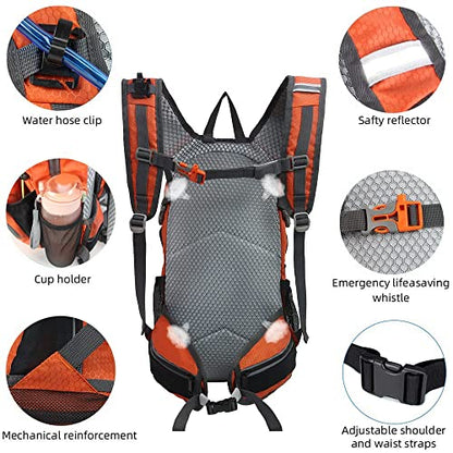 Hiking Daypack 15L Lightweight Waterproof Backpack - color: Orange
