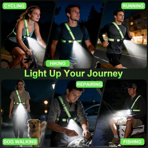 1000LM Running Lights for Runners, Reflective Runming Vest with LED Lights