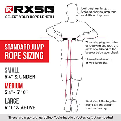 Rx Smart Gear Drag Jump Rope w/Non Slip Ergonomic Handles - Weighted Polypropylene Rope for Fitness & Exercise, Cardio Workout, WOD | Speed Jumping Rope for Men & Women - size: Small