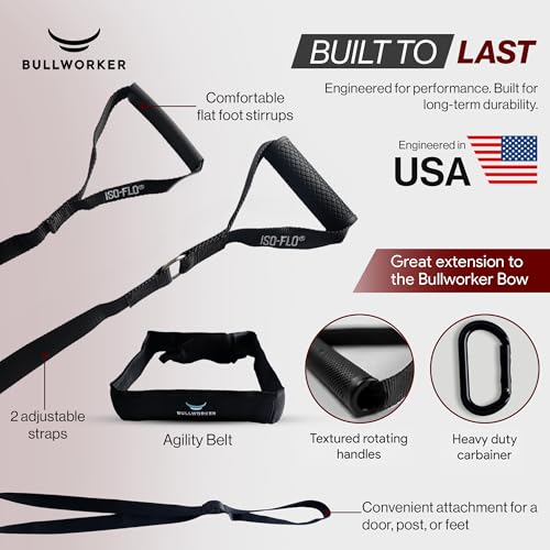 Bullworker ISO-FLO Suspension Trainer Straps - Isometric Exercise Equipment Portable Home Gym for Full Body Strength Training and Self Resistance Band, Cable Machine for Chest, Arms, and Back Workouts