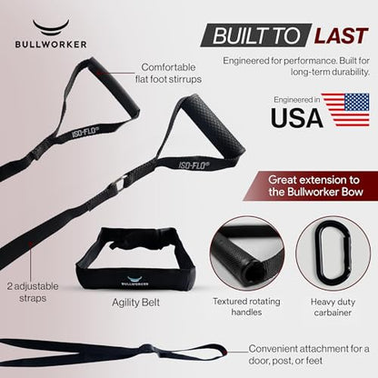 Bullworker ISO-FLO Suspension Trainer Straps - Isometric Exercise Equipment Portable Home Gym for Full Body Strength Training and Self Resistance Band, Cable Machine for Chest, Arms, and Back Workouts