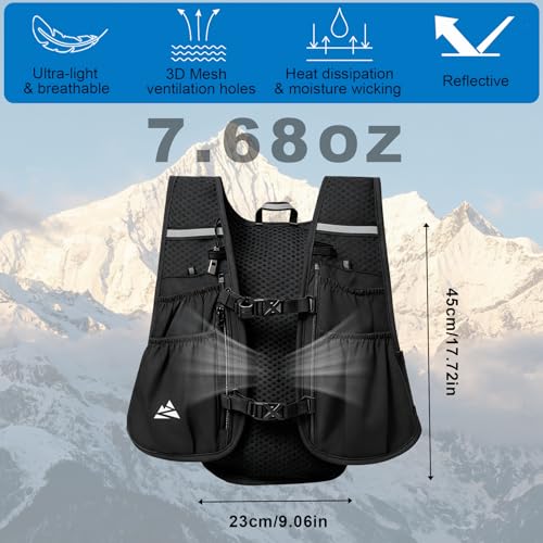 Running Hydration Vest Backpack, Lightweight Hydration Backpack with 500ML Water Bladder and Night Running Light