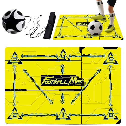 Soccer training mat,Soccer training equipment accessories for All Ages to Improve Speed Strength Agility and Coordination,Anti-Slip/Silent Mat - color: Yellow