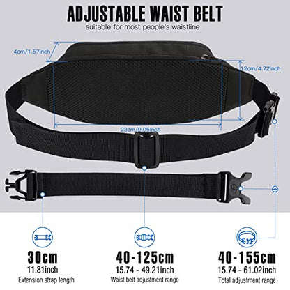WATERFLY Small Fanny Pack Crossbody Lightweight Waist Bag for Woman Man - color: Pure Black