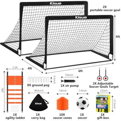 Soccer Goal, Kids Soccer Goals for Backyard Set of 2, Pop Up Soccer Net - color: Black, size: 6X4 FT