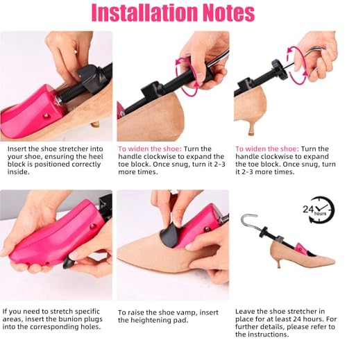 CHERAINTI Shoe Stretcher Professional Shoe Expander Widener Adjustable Stretch Length and Width for Wide Feet - color: Rose - Women Small Size 5.5-10
