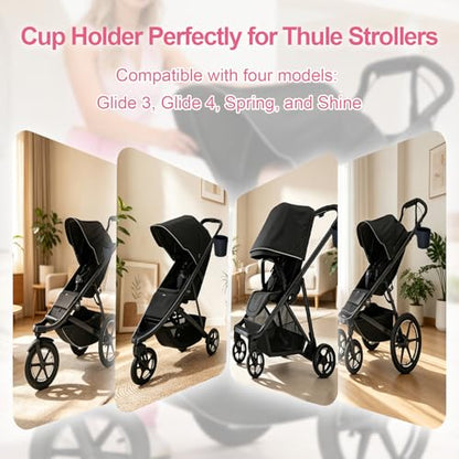 Cup Holder for Thule Glide 3/4/ Spring & Shine Stroller – Holds Stanley Cups, Bottles & Cans, Lightweight Clip-On Drink Holder Attachment, No-Tool Installation