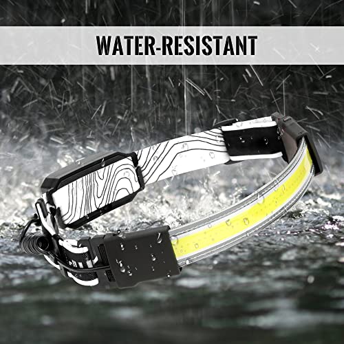 Adelante LED Headlamp Flashlight, 1000LM 230Wide-Beam USB Rechargeable Head Light with Taillight(Individual Control) & 8 Clips Waterproof Headlight Headlamps for Running and Camping (2 Pack, Black) - color: Black, size: 2 pack