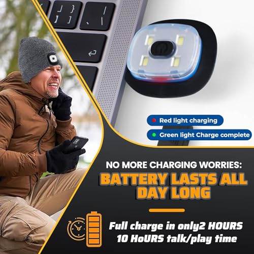 Keains Bluetooth Beanie with LED Light, Gifts for Men Women Dad Husband Him - color: Camouflage Yellow