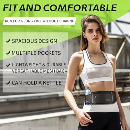 SooGree Men Women Running Belts,Slim Sport Belts,Waterproof Running Fanny Pack,Waterproof Running Waist Packs with Reflective Strip,Runner Belt for Running Walking Cycling Camping Gym (Purple) - color: Purple