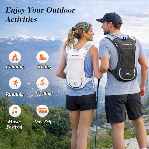 Lightweight 2 Pack Hydration Backpack with 2L Water Bladder for Hiking - color: White & Gray