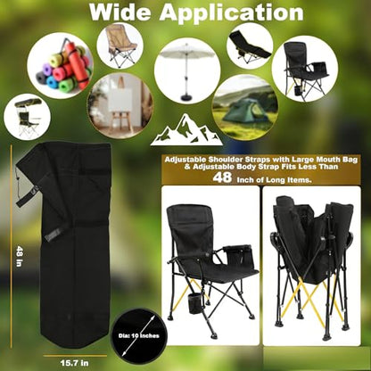 Heavy Duty 600D Oxford Camping Replacement Bag Extra Wide Opening & Adjustable Straps for Camping Chairs,Yoga Mats, Art Easels, Umbrellas, Folding Tables (1 Pack, Black, XL) - color: Black