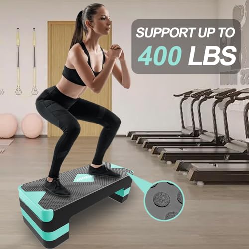 Aerobic Exercise Step, Adjustable Workout Step Platform - color: Turquoise