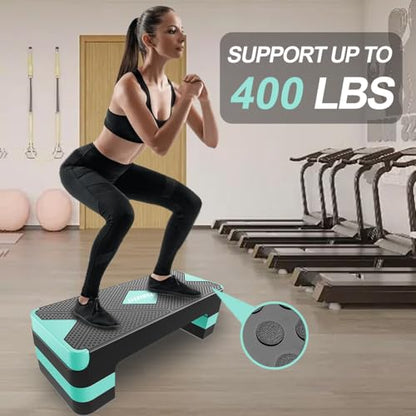 Aerobic Exercise Step, Adjustable Workout Step Platform - color: Turquoise