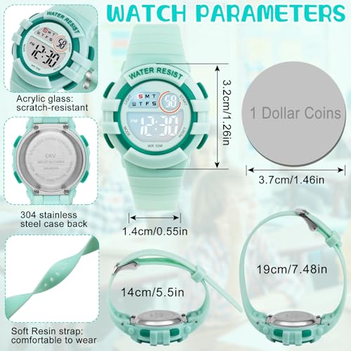 DTKID Digital Kids Watch 30 M Waterproof for Girls Boys 5-16 - color: -Dark Green
