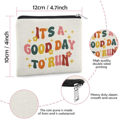 4pcs Running Coin Purse Runner Gift Half Marathon Runner Present Coin Pouch Marathon Lovers Valentines Present for Friend Sister Running Accessories Christmas Birthday Zipper Change Pouch