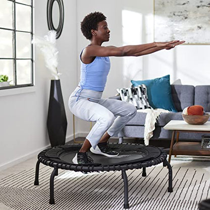 JumpSport 550 Workout Rebounder for Adults, 44" | PRO CE | Mini Exercise Fitness Trampoline Jumper with Cables | Black - color: Matte Black, style: Solid Frame / Petal Mat