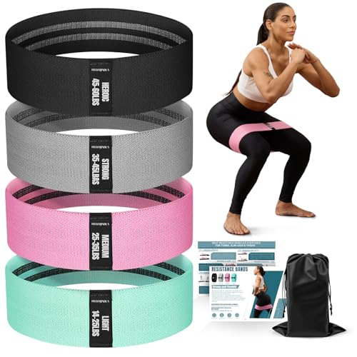 Lianjindun Booty Resistance Bands for Legs & Glutes, Non-Slip Workout Set - color: Green, Pink, Gray, Black