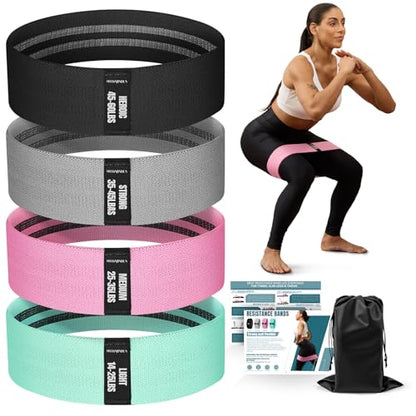 Lianjindun Booty Resistance Bands for Legs & Glutes, Non-Slip Workout Set - color: Green, Pink, Gray, Black