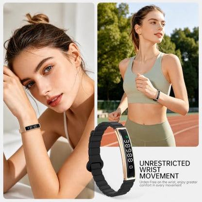 Smart Bracelet for Women Men Fitness Health Tracker with Heart Rate Sleep - color: Gold