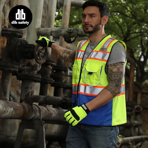 Dib Safety Reflective Safety Vest Made with 3M Tape, Yellow and Blue XL - color: Yellow & Blue, size: X-Large