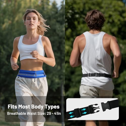 MIER Running Belt for Women & Men, Fanny Pack with Marathon Bib Clip, Navy - color: Navy