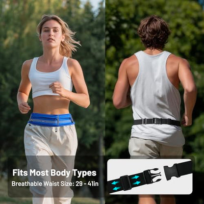 MIER Running Belt for Women & Men, Fanny Pack with Marathon Bib Clip, Navy - color: Navy