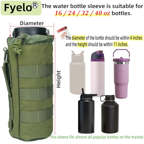 Tactical MOLLE Bottle Pouch Basic Style & Enhanced with Shoulder Strap - color: Green-Basic