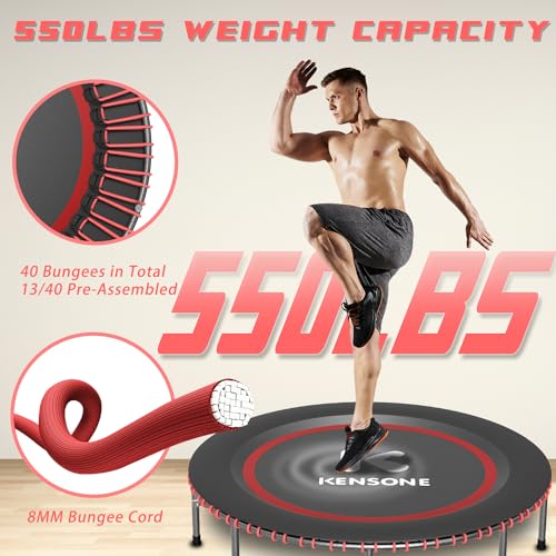 K KENSONE 40"/48" Foldable Bungee Rebounder Trampoline for Adults with Bar - size: 48 inch, style: U-Bar