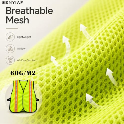 Lightweight Reflective Mesh Safety Vest with Hook and Loop - color: Yellow 12p
