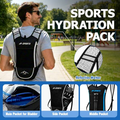 2-Pack Hydration Backpack with 2L Bladder for Hiking Running Cycling