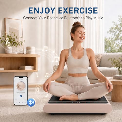 Natini Vibration Plate Exercise Machine, 990 Speed Levels Whole Body Vibrating Plate for Lymphatic Drainage, Home Workout Equipment with Resistance Bands, Remote, 330 lbs Capacity for Home Gym - color: Pink