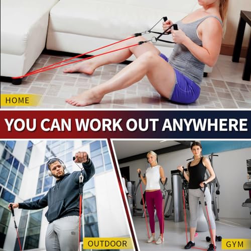 WHATAFIT Resistance Bands with Handles, 5-Level Exercise Bands for Workout - color: Multi