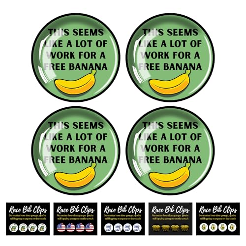 Race Bib Holder for Runners | Racing Bib Clips for Running | Marathon Runner Must Haves Reusable Lock Fasteners for Secure Running, Triathlon, Cycling - Marathon Gifts for Women Men (Banana) - color: Banana