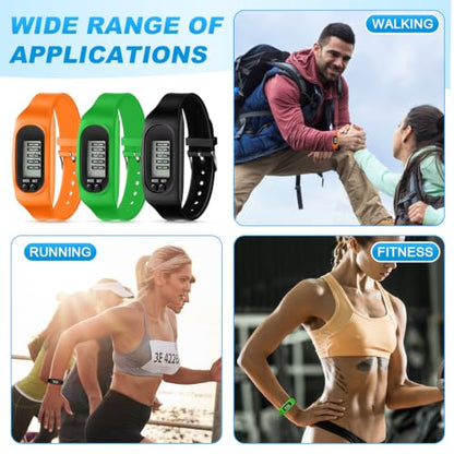 Kenning 3 Pcs Walking Running Pedometer Watch - color: Orange, Green, Black