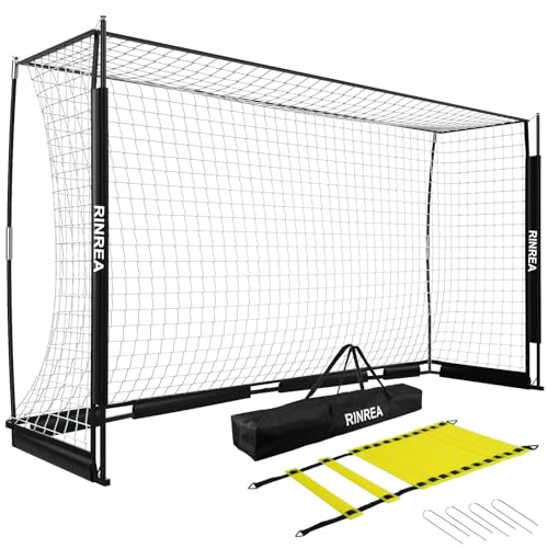 RINREA Portable Soccer Goal, Soccer Nets for Backyard with Agility Ladder - color: Standard Black