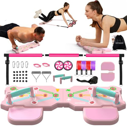 HOTWAVE Push Up Board, Portable Pushup Board & Plank Trainer, Push Up Bar - color: Pink