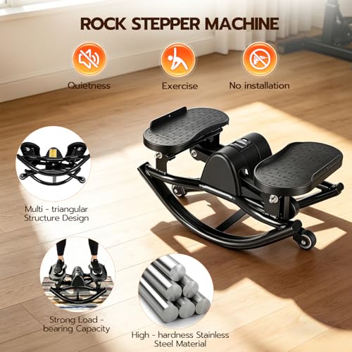 Rock Stepper Side to Side Lateral Motion Machine – Low-Impact Home Workout, Full-Body Engagement, Adjustable Resistance Bands + Digital Monitor, No Assembly Needed, Supports 250 lbs