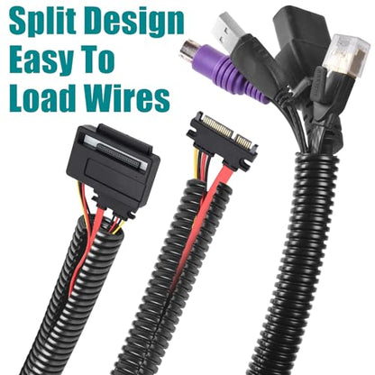 ALLWIN 10ft-1/4 10ft-3/8 10ft-1/2 Black Split Wire Loom Tubing Wire Conduit - size: 1/4"10ft 3/8"10ft 1/2"10ft