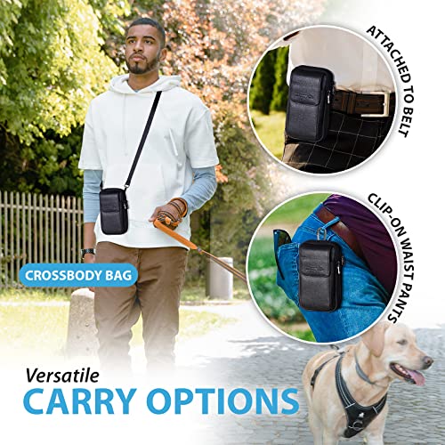 Leather Vertical Men Cell Phone Holster Wallet Case with Belt Clip Travel Messenger Bag Waist Pouch Crossbody Purse Fit for iPhone 17 Pro Max 15 Pro Max Samsung Galaxy S25 Ultra Note 9 (Black) - color: Black