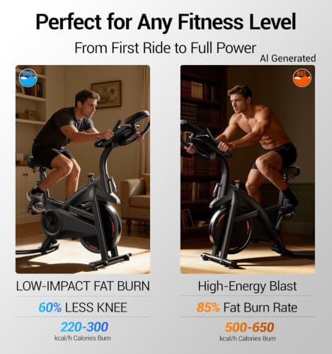 CURSOR FITNESS Exercise Bike, Stationary Bikes for Home with Brake Pad - color: Black