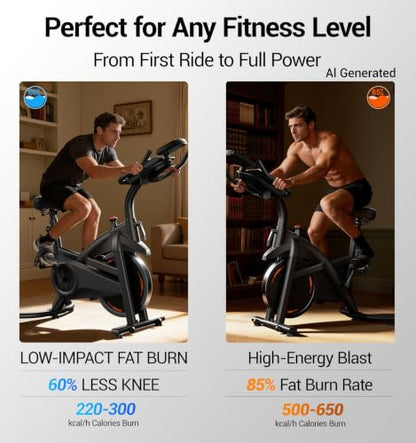 CURSOR FITNESS Exercise Bike, Stationary Bikes for Home with Brake Pad - color: Black