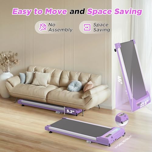 FYC Walking Pad with Incline for Home & Office - Under Desk Walking Pad Treadmill, Portable Walking Machine with Remote Control, LED Display, 300LBS Capacity, 2.5HP Quiet Motor - color: purple