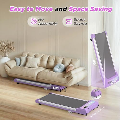 FYC Walking Pad with Incline for Home & Office - Under Desk Walking Pad Treadmill, Portable Walking Machine with Remote Control, LED Display, 300LBS Capacity, 2.5HP Quiet Motor - color: purple