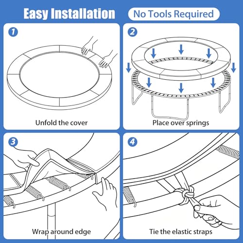 Trampoline Pad Replacement 10ft 12ft 14ft 15ft, Waterproof UV Resistant Trampoline Spring Cover, Round Frame Safety Pad with Thick Foam, Trampoline Replacement Parts & Accessorie - color: Blue, size: 10ft