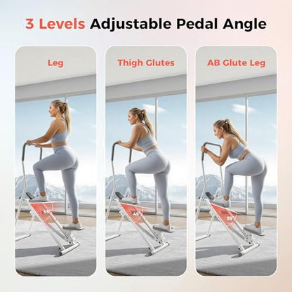 Stair Stepper for Home Gym, Foldable Vertical Climber Workout Machine, 3 Levels of Adjustable Resistance, 300 lbs Capacity Cardio Machine, LCD Monitor, Extended and Widened Anti-Slip footrests - color: WHITE